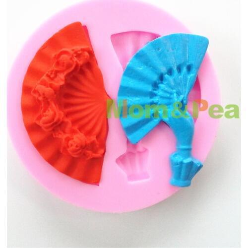 Mom&Pea 0703 Free Shipping Folding Fan Shaped Silicone Mold Cake Decoration Fondant Cake 3D Mold