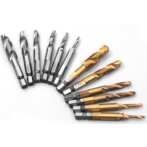 Tap Drill Titanium Plated Hex Shank HSS Screw Thread Metric Tap Drill Bits Screw Machine Compound M3 M4 M5 M6 M8 M10 Hand Tools