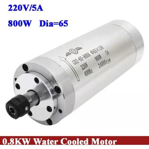 Free Shipping Hot Sale Water Cooling Spindle GDZ-65-800A 0.8KW CNC 800W Spindle Motor Dia65mm ER11 220V 5A 110V Two Bearings