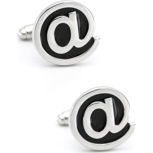Mens Email Symbol Cuff Links Copper Material Black Color