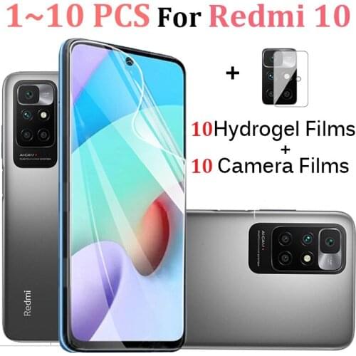Hidrogel+camera film for redimi 10 Soft Glass redimi note 10 5g Pro Screen Protector xaiomi redmi Note 10S 10T Full Cover Anti-Scratch on phone xaiomi redmi 10 Protective Front Film redmi 10 5g Film Phone Accessories
