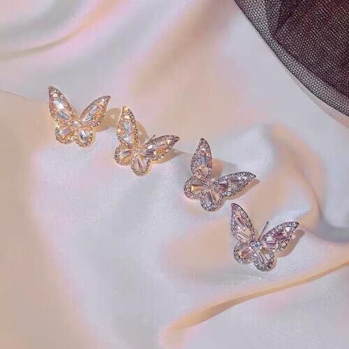 New Mini Minimalist Butterfly Fairy Shiny Exquisite Unique Ear Bone Stud Earrings for Women Jewelry Gifts