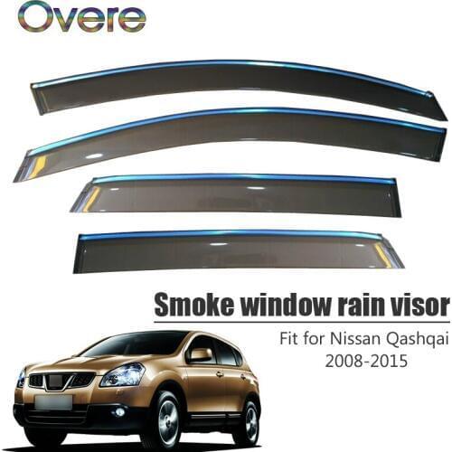 Overe 4Pcs/1Set Smoke Window Rain Visor For Nissan Qashqai 2008 2009 2010 2011 2012 2013 2014 2015 Awnings Shelters Accessories