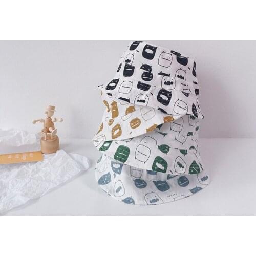 Lovely Cartoon Pattern Spring Summer Baby Hats Cotton Fisherman Hats For Kids Boys Girls Autumn Toddler Sun Hats