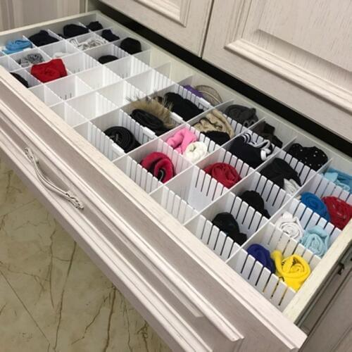 Drawer Dividers, Drawer Divider Organizers 5PCS DIY Plastic Grid Adjustable Plastic Divider Household Storage Makeup