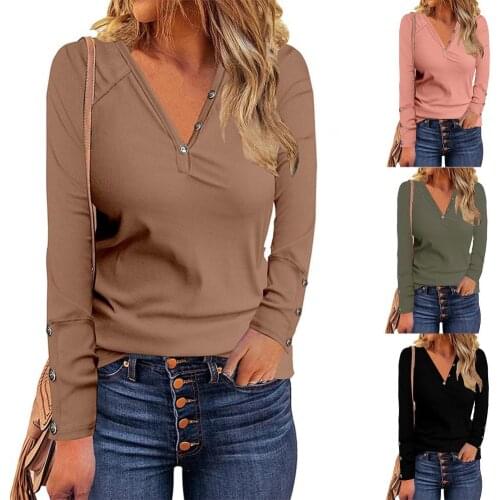 Shirts Autumn Women Comfortable All Match Blouse Leisure Ladies Top V Neck for Going Out