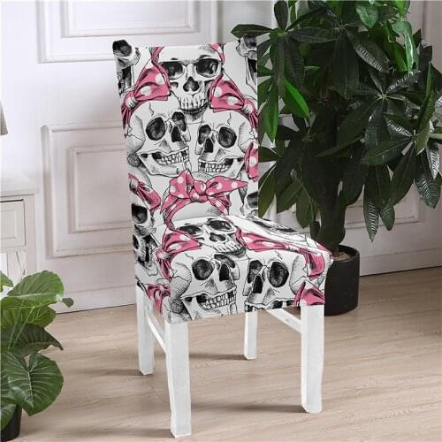 Skull Printing Spandex Stretch Chair Cover Removable Anti-dirty Chairs Covers For Hotel Kitchen Dining Room