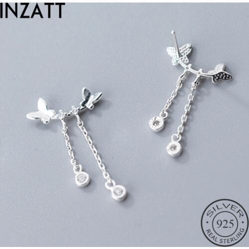 INZATT Real 925 Sterling Silver bow-knot Stud Earring For Fashion Women Party Cute Fine Jewelry MInimalist Accessories Gift