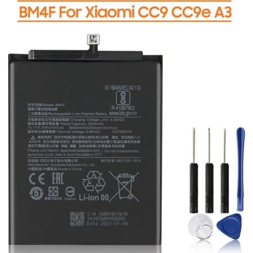 Xiao Mi Original Replacement Battery BM4F For Xiaomi Xiaomi CC9 CC9e CC9 e Mi A3 Mi9 Lite Authentic Phone Battery 4030mAh