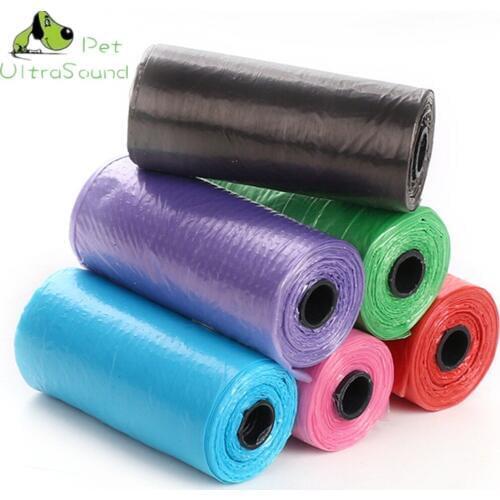 ULTRASOUND PET Transer Pet Supply 1Roll 15pcs Solid Cat Dog Poop Bags Outdoor Home Garbage Bag Waste Pick Up Clean Bag For Dogs