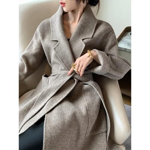 Winter Autumn100% Wool Elegant Coat Female Vintage Woolen Jacket Women Korean Manteau Femme Hiver 2020 Casual Blend Coats 8277