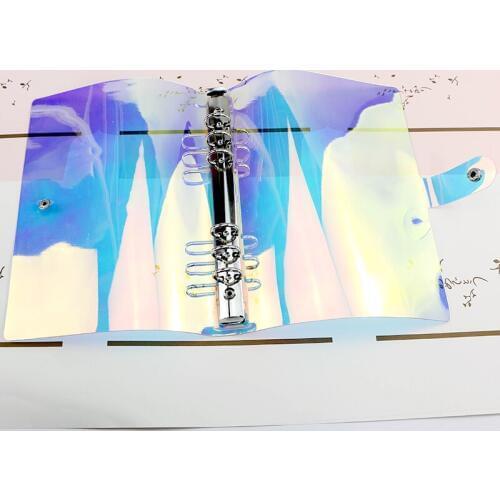 1pc A5 A6 PVC Kawaii Laser Loose Binder Notebook Diary Loose Leaf Weekly Planner List Clip School Office Supplies Gift