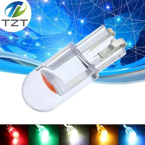 1PCS W5W 194 T10 Glass Housing Cob LED Car bulb 3000K 6000K White Green Blue Red Wedge License Plate Lamp Dome Light White Diedo