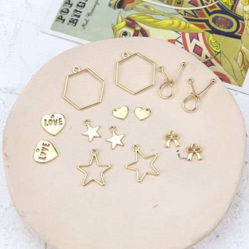 10pcs 2020 New Design Alloy Hollow five-pointed Star heart-shaped Polygon Pendant Drop Earrings For Women Jewelry Accessories