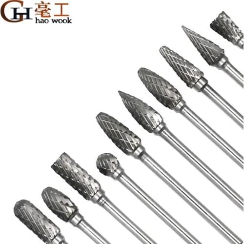 10pcs/set 3*6MM Double text Head Tungsten Carbide Rotary Tool Point Burr Die Grinder Abrasive Tools Drill Milling Carving Bit