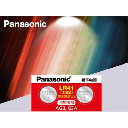 2pcs/lot LR41 Button Cell Batteries Panasonic 100% Original SR41 AG3 G3A L736 192 392A Zn/MnO2 1.5V Lithium Coin Batteries