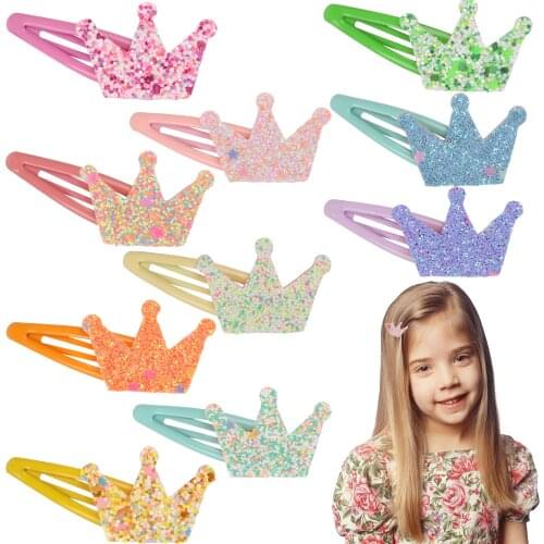 2 Pcs/pair Summer Colors Children BB Hair Clips Crown Princess Hairpins Drop Hair Pin Barrette Toddler Girls Styling Accessories