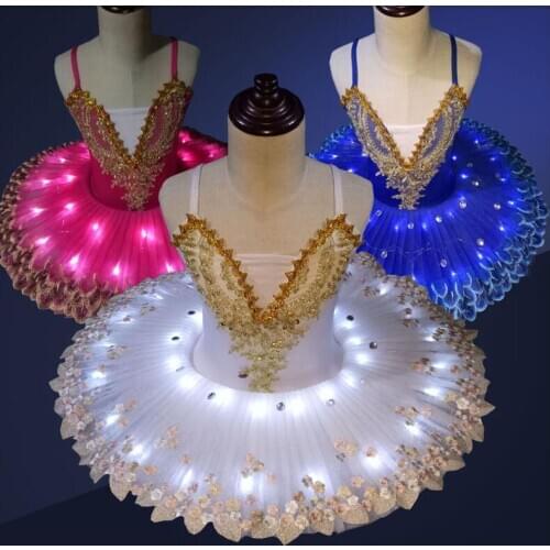 2020 Professional Ballet Tutu LED Swan Lake Adult Ballet Dance Clothes Tutu Skirt Women Ballerina Dress for Party girls Ballet