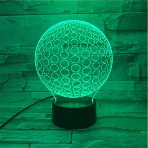 3D Lamp Circle Ball Shape Night Light Multicolor Circle Ball Novel Golf Acrylic Desk Bedroom Bedside Decorations 470