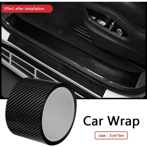 3D Carbon Fiber Rubber Car Door Bumper Strip Guard Anti Fiber Car Wrap Auto Door Sill Side Mirror Anti Scratch Tape