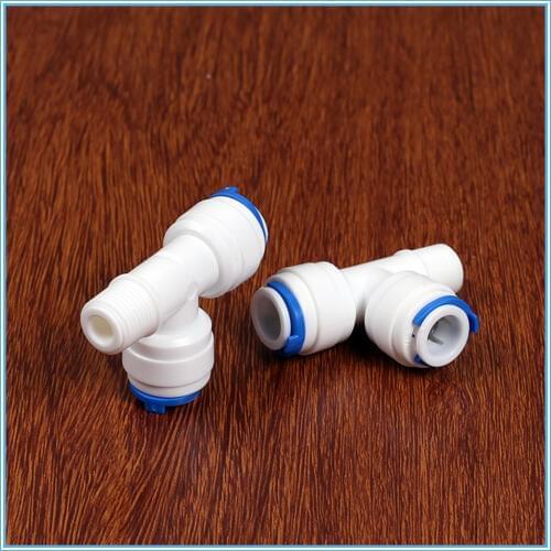 5PCS 1/4" Male - 3/8" - 3/8" OD Tube Tee Type PE Pipe Fitting Hose Quick Connector without Lock RO Water Filter Reverse Osmosis
