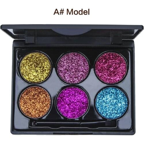Косметика Eyeshadow Color Onion Powder With Brush 6 Colors Pearlescent Shimmer Sequins Super Flash Flash Stage Eye Make up