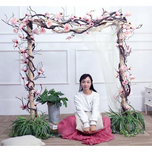 Magnolia flowers garland fake Magnolia branches Wedding Decorations Ivy Vine Artificial Flowers wall Arch Decor Hanging flowers