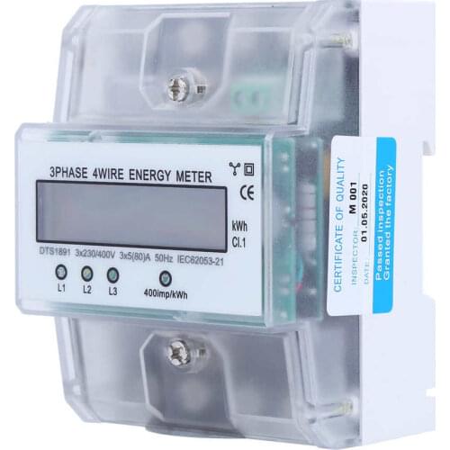 Din Rail 400V 80A 3 Phase 4 Wire DIN Rail Meter DTS1891 High Accuracy 4P White Shell Energy Meters 50Hz Digital Wattmeter