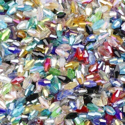 YHBZRET Long Bicone Faceted Austria Crystal Beads 100pcs 3*6mm Spacer charm glass Loose beads for Jewelry making bracelet DIY