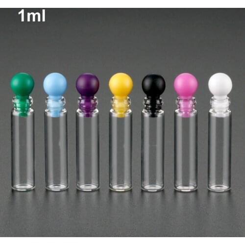 0.5ml 1ml Slender Perfume Bottle With Inner Plug Black Round Head Test Tube Bottle Gift Bottle 1000Pcs/Lot