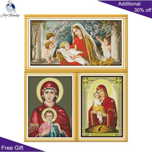 Joy Sunday Christian Home Decor R818(11)R819(12)R820(13) 14CT 11CT Counted and Stamped Madonna-and-child Cross Stitch kits