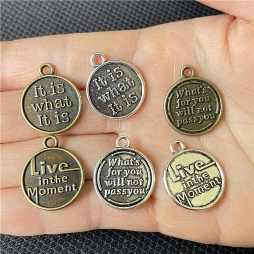 JunKang 10pcs itiswhatitis liveinthemoment silver bronze pendant DIY handmade necklace bracelet connecting