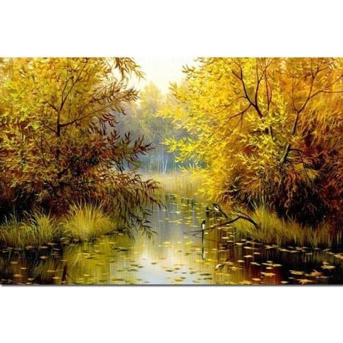 5d Diy Diamond painting Creek maple natural landscape Full Square Round Diamond Embroidery mosaic Cross stitch Home Decor Gift