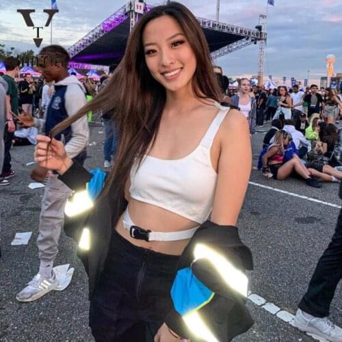 Sexy Crop Tank Tops Women 2020 Summer New Slim Single-shoulder Vest Ins Streetwear Off Shoulder Top Women Yoga Shirt Cute Girl