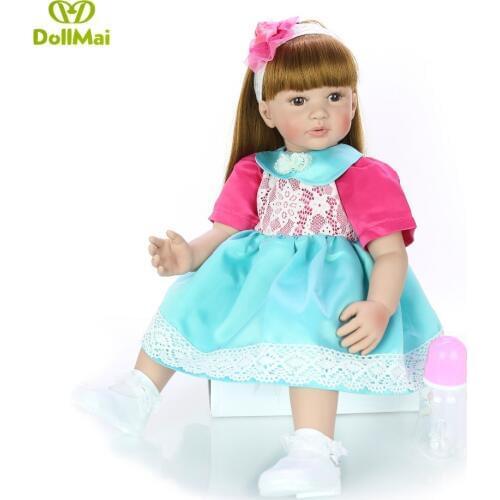 High quality 60cm big Bebes reborn toddler princess Girl Silicone vinyl reborn baby doll lifelike Bonecas reborn toddler doll