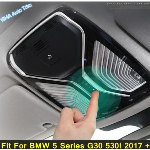 Lapetus Auto Roof Reading Lights Lamp Decoration Frame Cover Trim 1 Piece Fit For BMW 5 Series G30 530I 2017 - 2021 ABS Matte