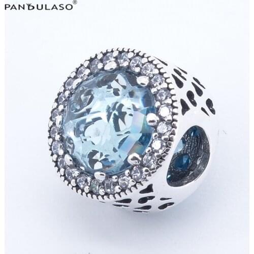 Glacier Blue Radiant Hearts Charms Beads 925 Silver beads for jewelry DIY Fit European Charm Bracelet For Women Jewelry