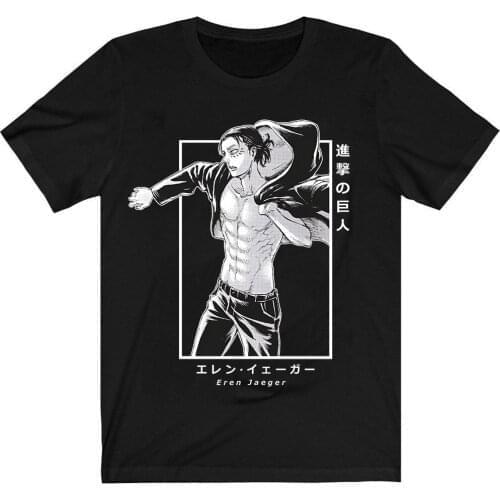 Attack on Titan AOT T-Shirt Men Cotton T Shirt Anime Eren Jaeger Clothes Tops Tees Camiseta Camiseta