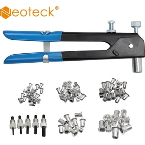 Neoteck 86pcs/set Aluminum alloy M3-M8 Blind Rivet Nuts Threaded Insert and Rivet Tool Riveter Gun with riveting Kit Tool