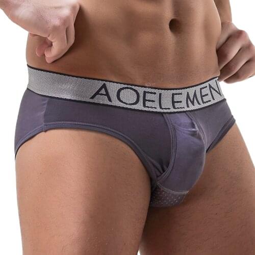 New mens sexy triangle bullet separation modal inner underpants double storehouse supporting sac testosterone U convex shorts