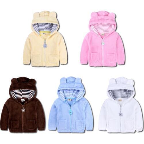 Newborn Baby Clothes Autumn Winter Warm Hooded Jacket&Coat Toddler Baby Boys Girls Cartoon Bear Outerwear for 3-24 Months