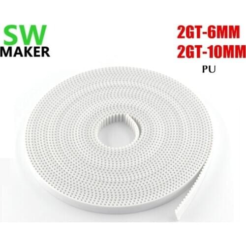 SWMAKER 1M 2GT-10MM 2GT-6MM PU steel wire opening synchronous belt Width 10mm/6mm for Mendel Rostock DIY 3D printer GT2 pulley