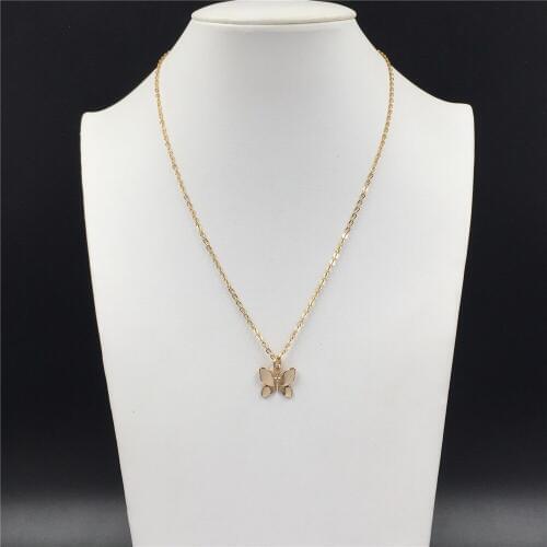 New Arrivals Girly Gold Color Plating Butterfly Insect Pendant Necklace For Women Girl Delicate Lovely Jewelry Accessory