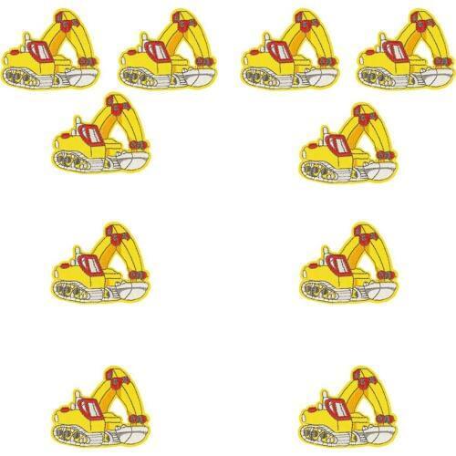 10PCS Excavator Apparel Accessories Patch for Clothes Hot Melt Adhesive Patches for Stripe Sew Embroidered Clothing Patch Craft