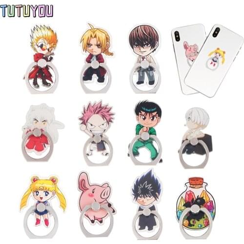 PC2855 Anime Pig Moon Girl Fashion Ring Metal Mobile Phone Accessories Rotating Ring Bracket Lazy Desktop Anti-fall Bracket Gift