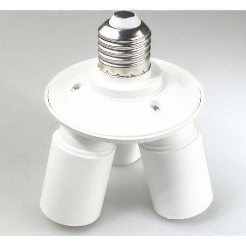 Universal White PBT E26 E27 E40 to 3E27 360 Degree Rotation 1 to 3 LED Light Bulb Base Conversion Lamphead Lamp holder Socket