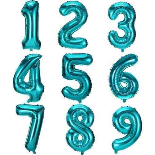 32inch Peacock Blue Number Balloon 0 1 2 3 4 5 6 7 8 9 Digit Balloons Birthday Party Balons Deco Party Jungle Decoration Boy