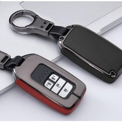 Colorful Galvanzed Alloy&Leather Car Smart Key Case Shell For Honda Hrv Civic 2017 Accord 2003-2007 Cr-v Freed Pilot Accessories