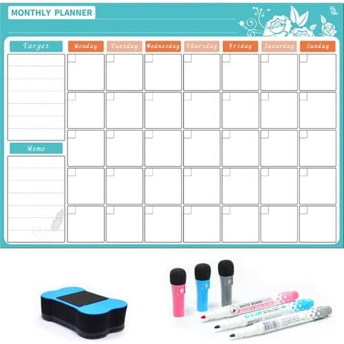 YIBAI A3 Whiteboard Monthly Planner Magnetic Message Board for School Bulletin Memo Fridge Magnet Calendar Daily