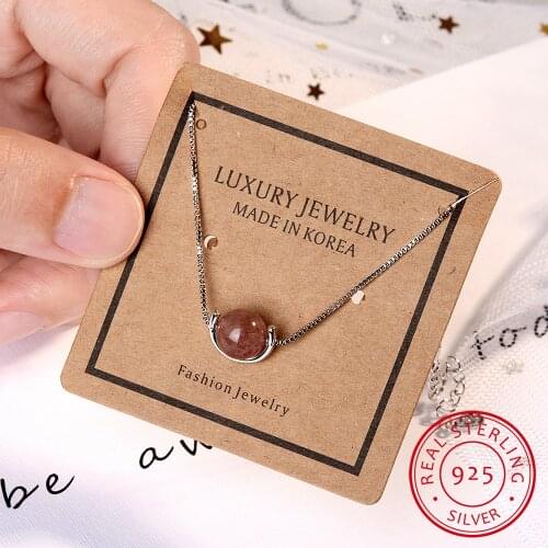 Simple Fashion 925 Sterling Silver Natural Strawberry Crystal Beads Bracelet For Women Girl Gift pulseira S-B181